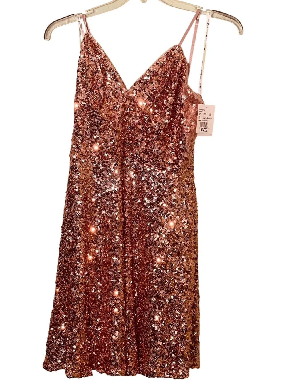 NWT-Jules & Cleo by David’s Bridal, Gold all sequined mini dress. Size 12 - Picture 2 of 12